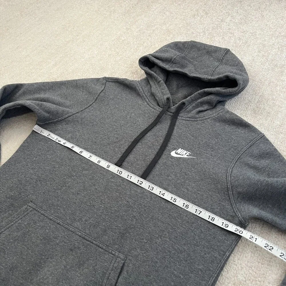 Nike Grey Club Fleece Cotton Pullover Hoodie Sweatshirt S
